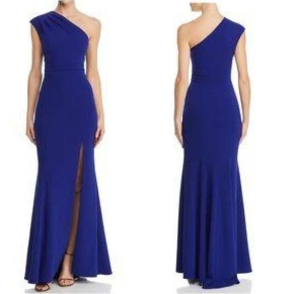 Aqua Dresses & Skirts - NWT Aqua Off the Shoulder Maxi Evening Slit Long Formal Dress Gown sz 2 - Blue
